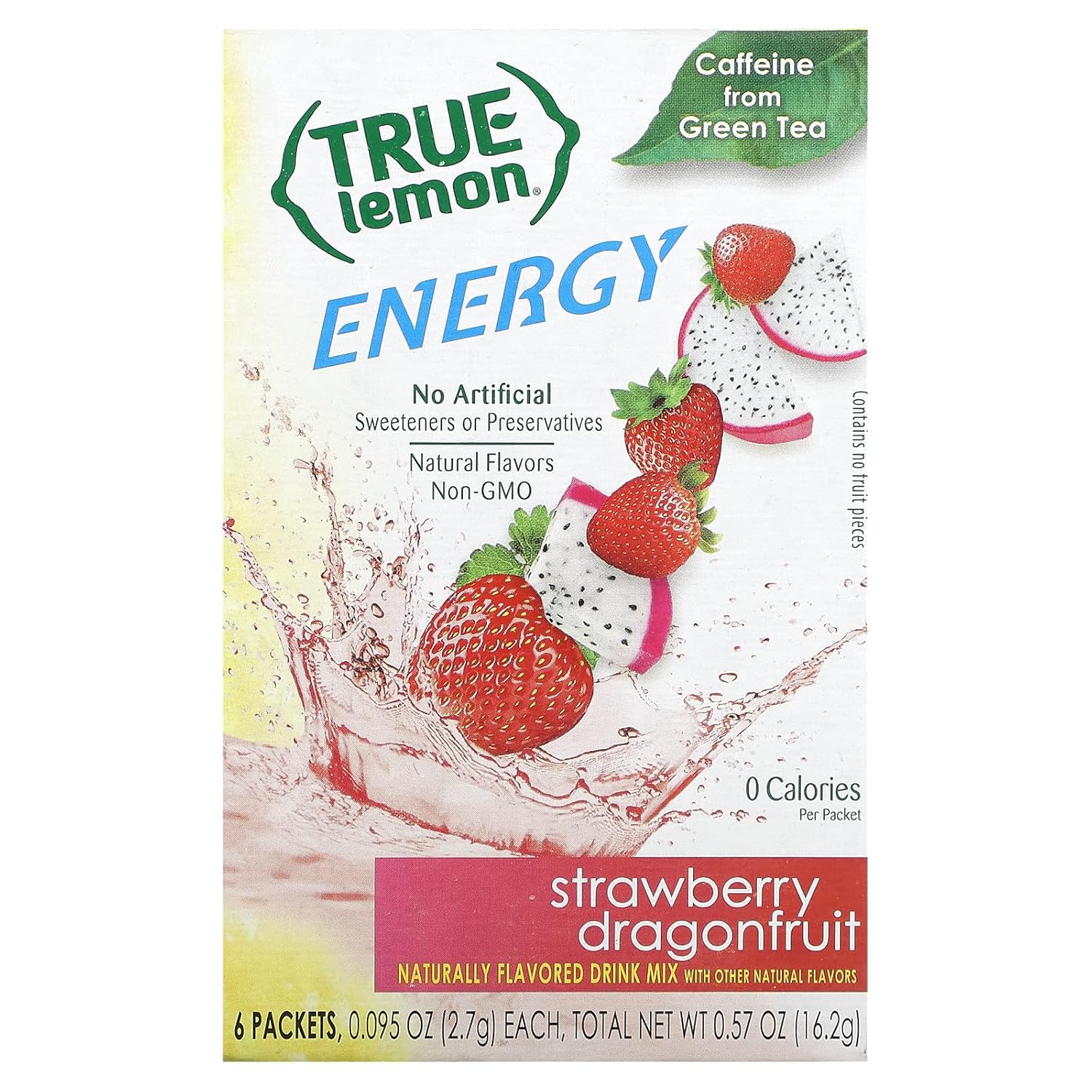 True Lemon Energy Strawberry Dragonfruit Flavored Drink Mix Packets 0.57 Oz