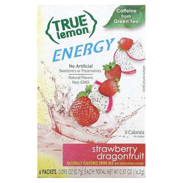 True Lemon Energy Strawberry Dragonfruit Flavored Drink Mix Packets 0.57 Oz