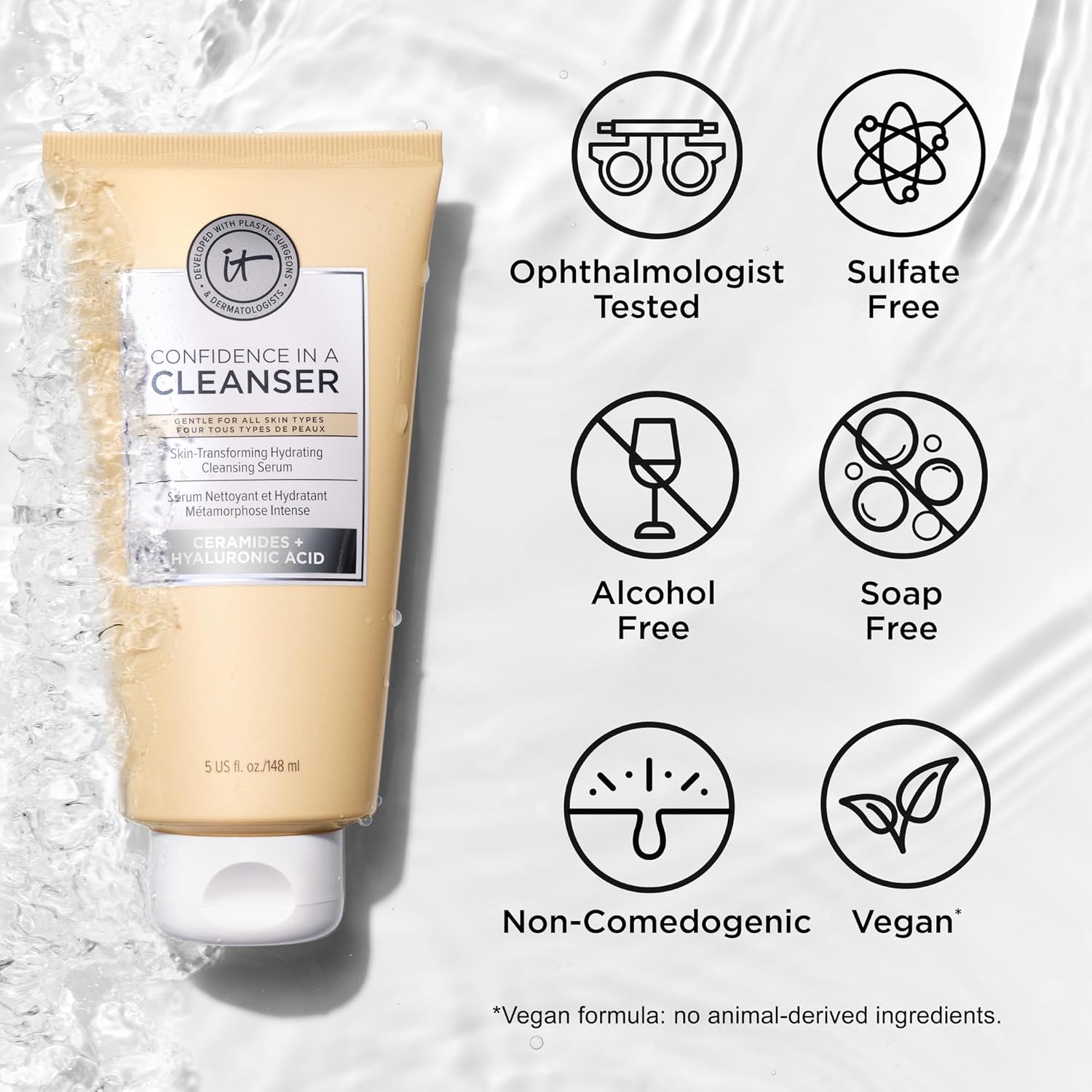 IT Cosmetics Confidence in a Cleanser - Hydrating Face Wash With Hyaluronic Acid & Ceramides - 1.7 fl oz : Beauty & Personal Care