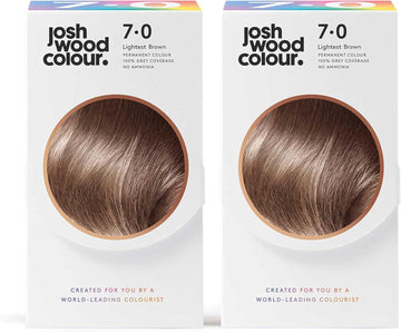 Josh Wood Colour Permanent Colour 7.0 (Lightest Brown) Celebrity-Approved, Ammonia-Free, Leaves Hair Super Shiny And Hydrated With 100% Grey Hair Coverage, Natural-Looking, And Vegan - Pack Of 2