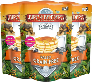 Paleo Pancake and Waffle Mix by Birch Benders, Made with Cassava, Coconut, Almond Flour, Just Add Water, 12 Ounce (Pack of 3)