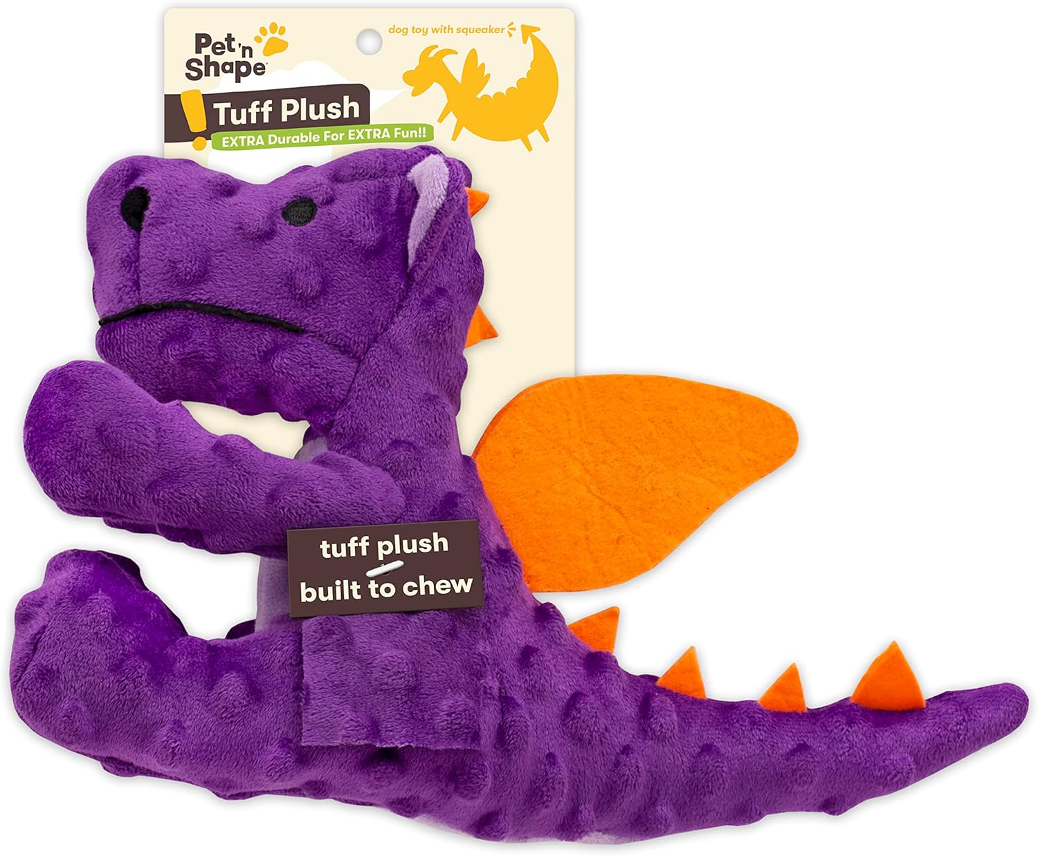 Pet 'N Shape Tuff Plush Dragon Dog Toy With Stuffing