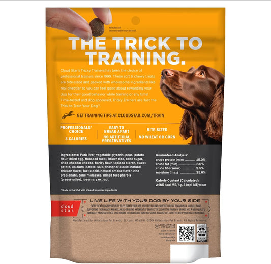 Cloud Star Tricky Trainers Soft & Chewy Dog Training Treats 14 Oz Pouch, Cheddar Flavor, Low Calorie Behavior Aid With 360 Treats
