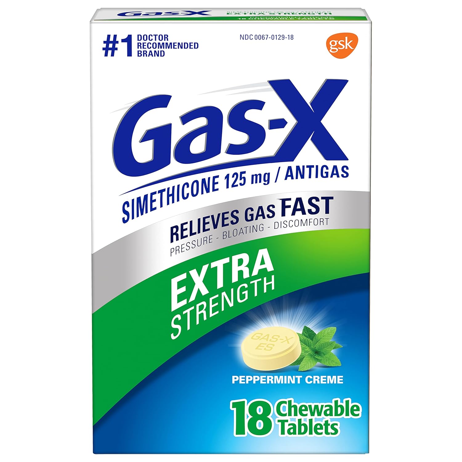 Gas-X Chewables Extra Strength Peppermint Creme 18 Ea (Pack Of 8)