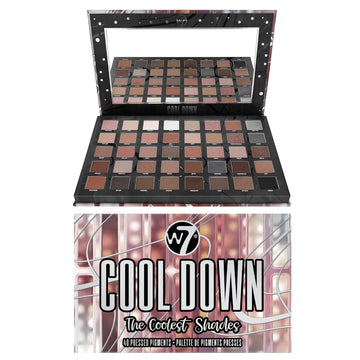 W7 Cool Down Pressed Pigment Palette - 40 High Impact Cool Tone Colors - Flawless Long-Lasting Glam Makeup