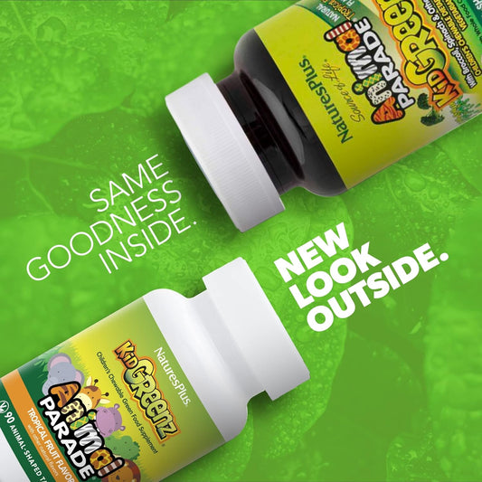Naturesplus Animal Parade Kidgreenz, Tropical Fruit Flavor - 90 Animal-Shaped, Chewable Tablets - Vegetarian, Gluten Free - 90 Servings