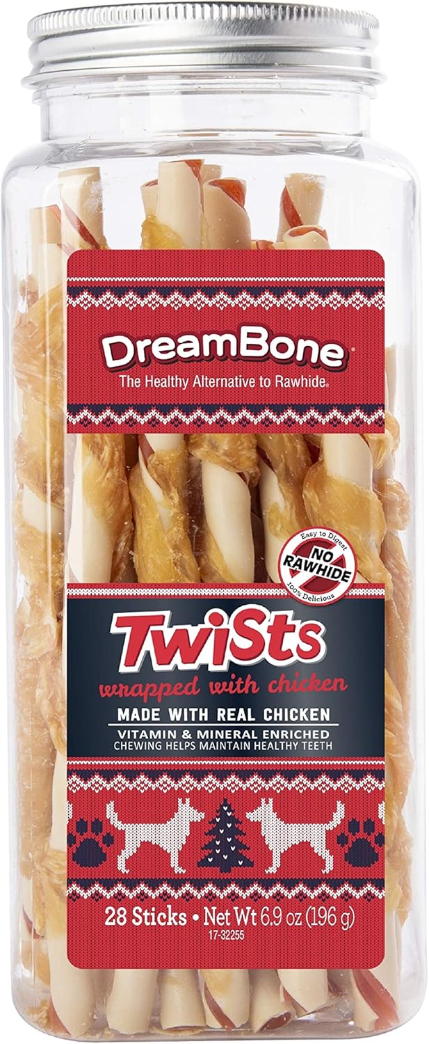 Dreambone Holiday Ham Flavored Chews 28 Count (Pack Of 1) Made With Real Chicken, Rawhide-Free Chews For Dogs