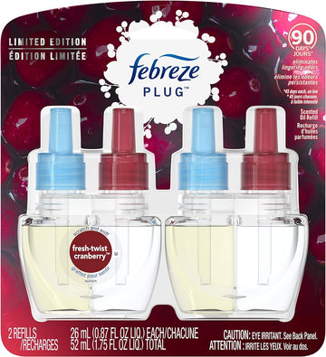 Febreze Noticeable Fresh Twist Cranberry Dual Oil Refill Air Freshener (2 Count, 1.75 Oz), 0.11 Pound