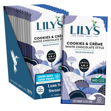 Lily'S Cookies And Creme White Chocolate Style No Sugar Added, Sweets Bars, 2.8 Oz (12 Count)