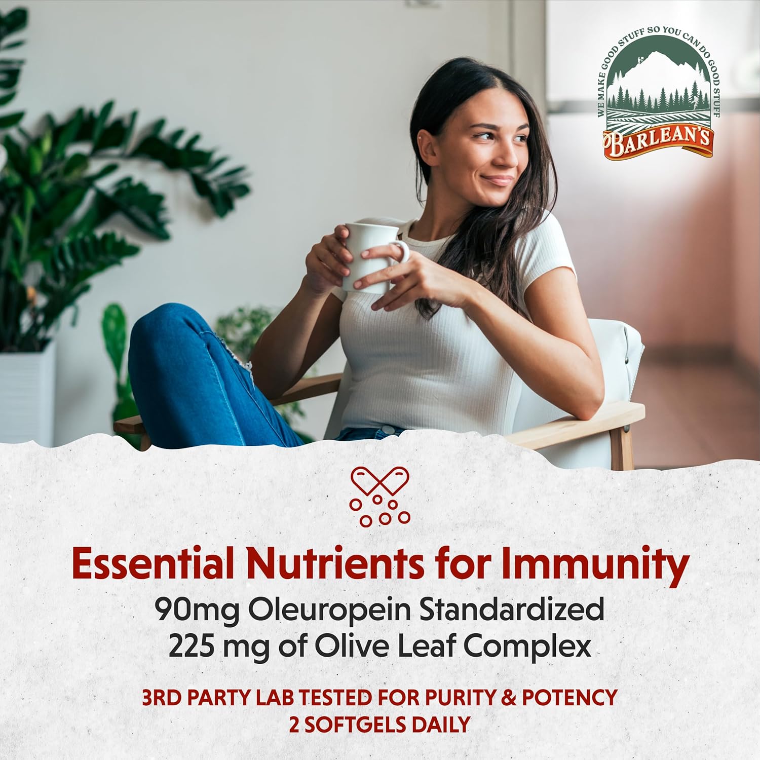Barlean'S Olive Leaf Complex Softgels Immune Support Supplement With 90 Mg Oleuropein Antioxidants, Concentrated Heart Health And Immunity Booster Pills, 60 Count : Health & Household