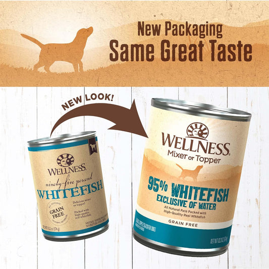 Wellness Natural Pet Food 95% Whitefish Natural Wet Grain Free Canned Dog Food, 13.2-Ounce Can (Pack Of 12)