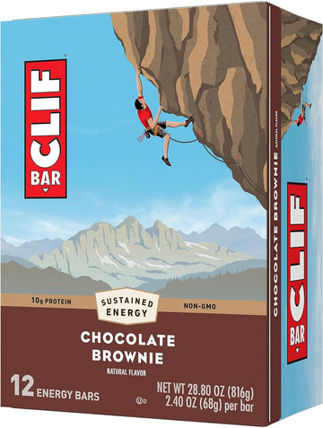 Clif Bar - Chocolate Brownie Flavor - Made With Organic Oats - Non-Gmo - Plant Based - Energy Bars - 2.4 Oz. (12 Pack)