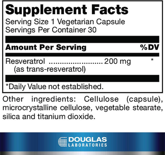 Douglas Laboratories Resveratrol | Antioxidant Support For Cardiovascular, Neurological, Metabolic And Mitochondrial Health | 30 Capsules