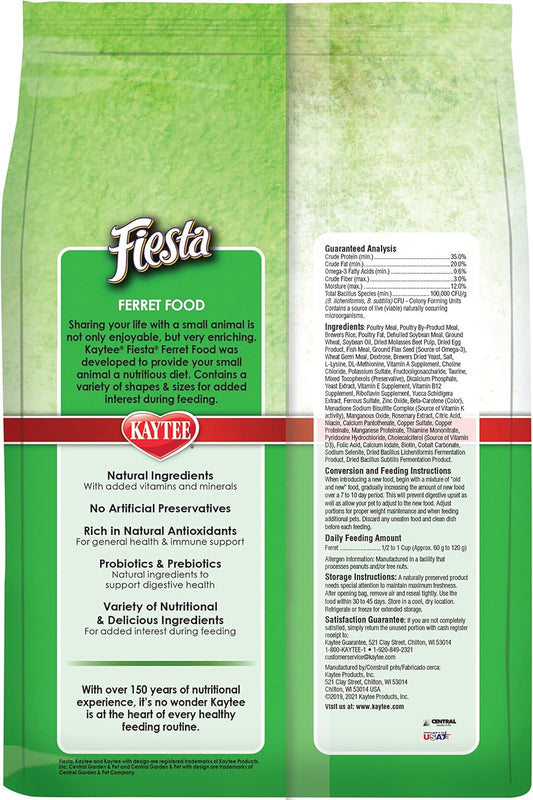 Kaytee Fiesta Natural Pet Ferret Food, 2.5 Pound