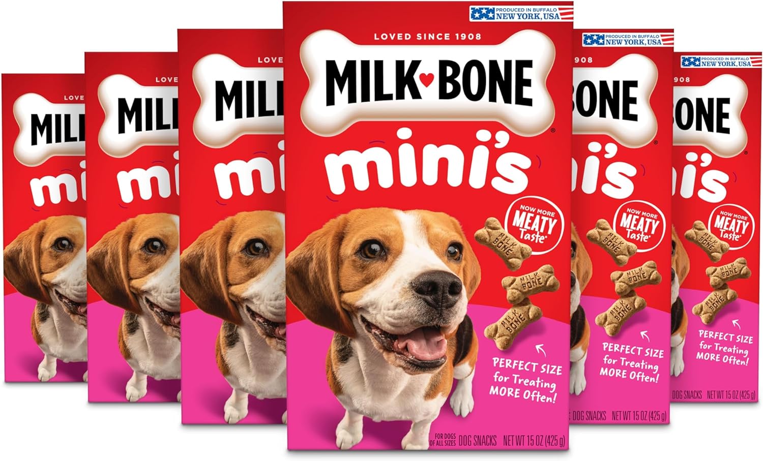 Milk-Bone Mini'S Original Dog Treats, 15 Ounce (Pack Of 6), Crunchy Biscuit Helps Clean Teeth