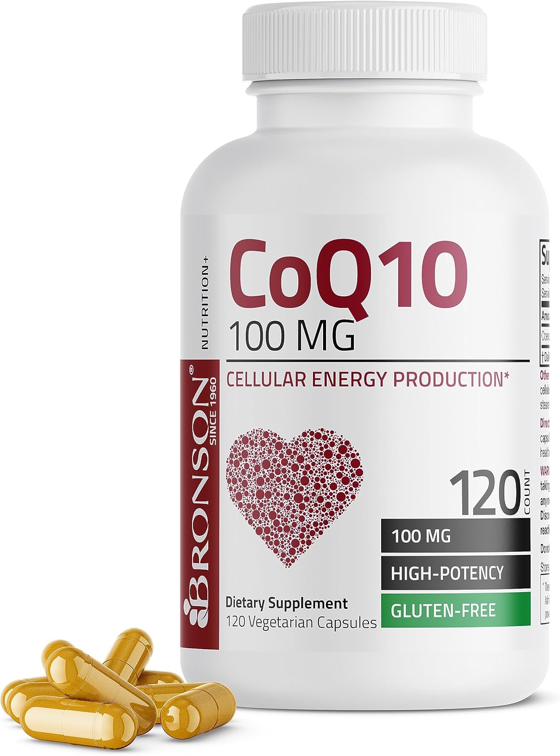 Bronson Coq10 100 Mg High Potency Cellular Energy Production, 120 Vegetarian Capsules