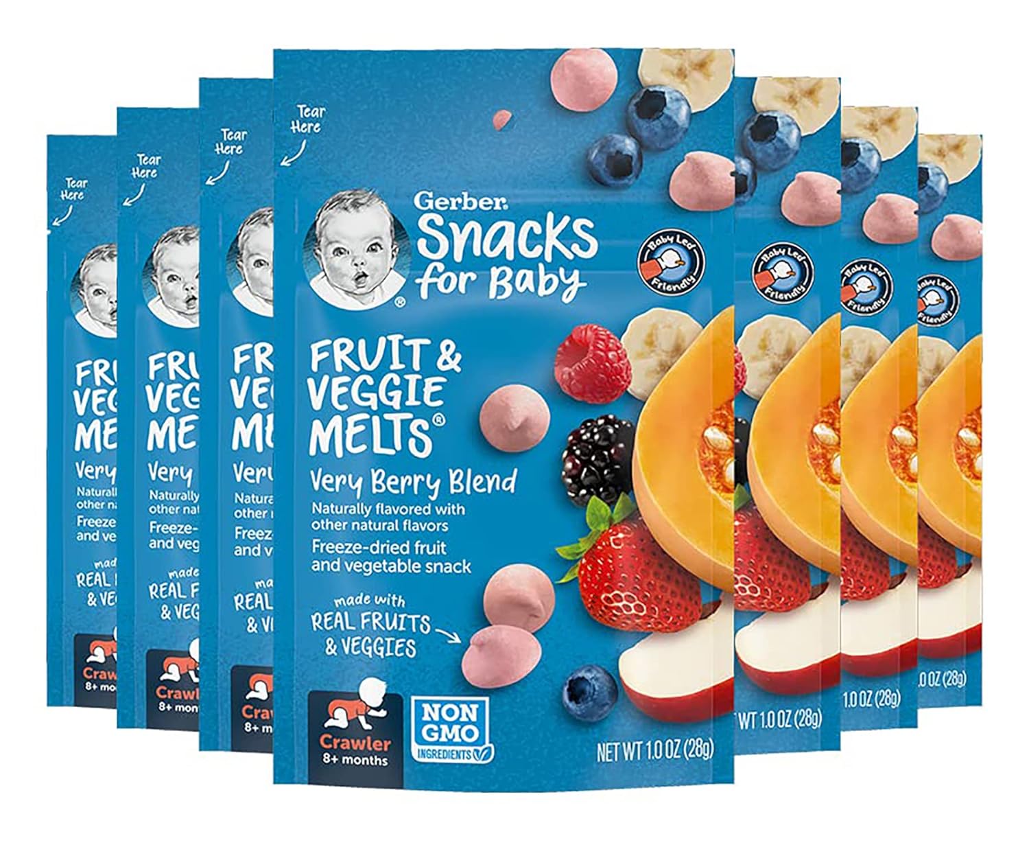 Gerber Snacks For Baby Fruit & Veggie Melts, Very Berry Blend, 1 Ounce (Pack Of 7)