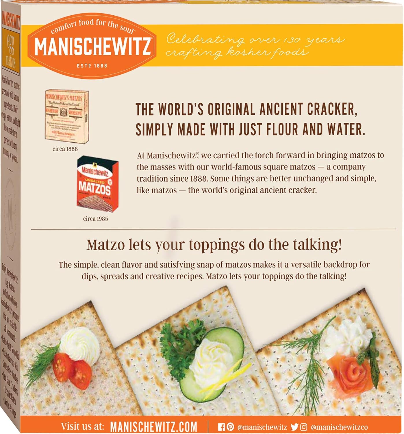 Manishewitz Egg Matzo 12oz (3 Pack) Kosher (Not For Passover), Thin, Crisp & Light Texture, Sodium Free, No Artificial Flavors, Colors or Ingredients, : Grocery & Gourmet Food