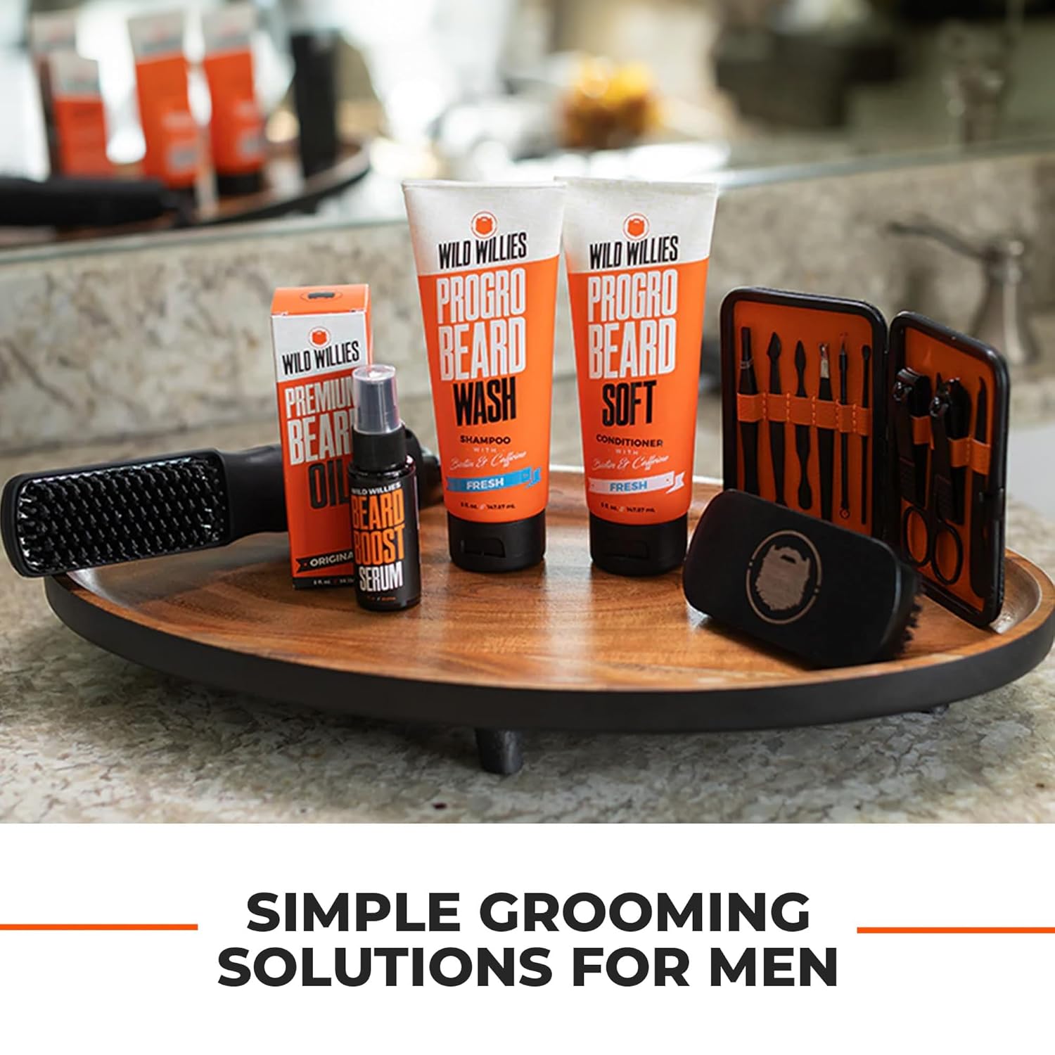 Wild Willies Beard Grooming Kit - Beard Straightener For Men, Progro - Fortified With Biotin & Caffeine For Hair Growth, Wash, Hydration - Ionic 2-In-1 Heated Comb Brush, Made In Usa : Beauty & Personal Care