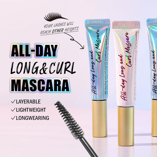 Milktouch All Day Long & Curl Mascara - Lasting Lash Curling Mascara For Straight Lashes | Eye Makeup Mascara Volume And Length | Curl-Enhancing Smudge Proof Mascara | Lash Lift Mascara 0.35 Oz Black