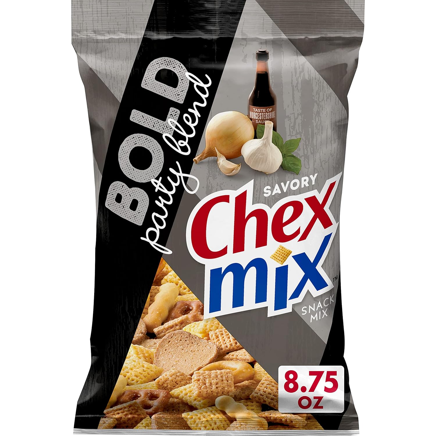 Chex Mix Snack Mix, Bold Party Blend, Savory Snack Bag, 8.75 oz