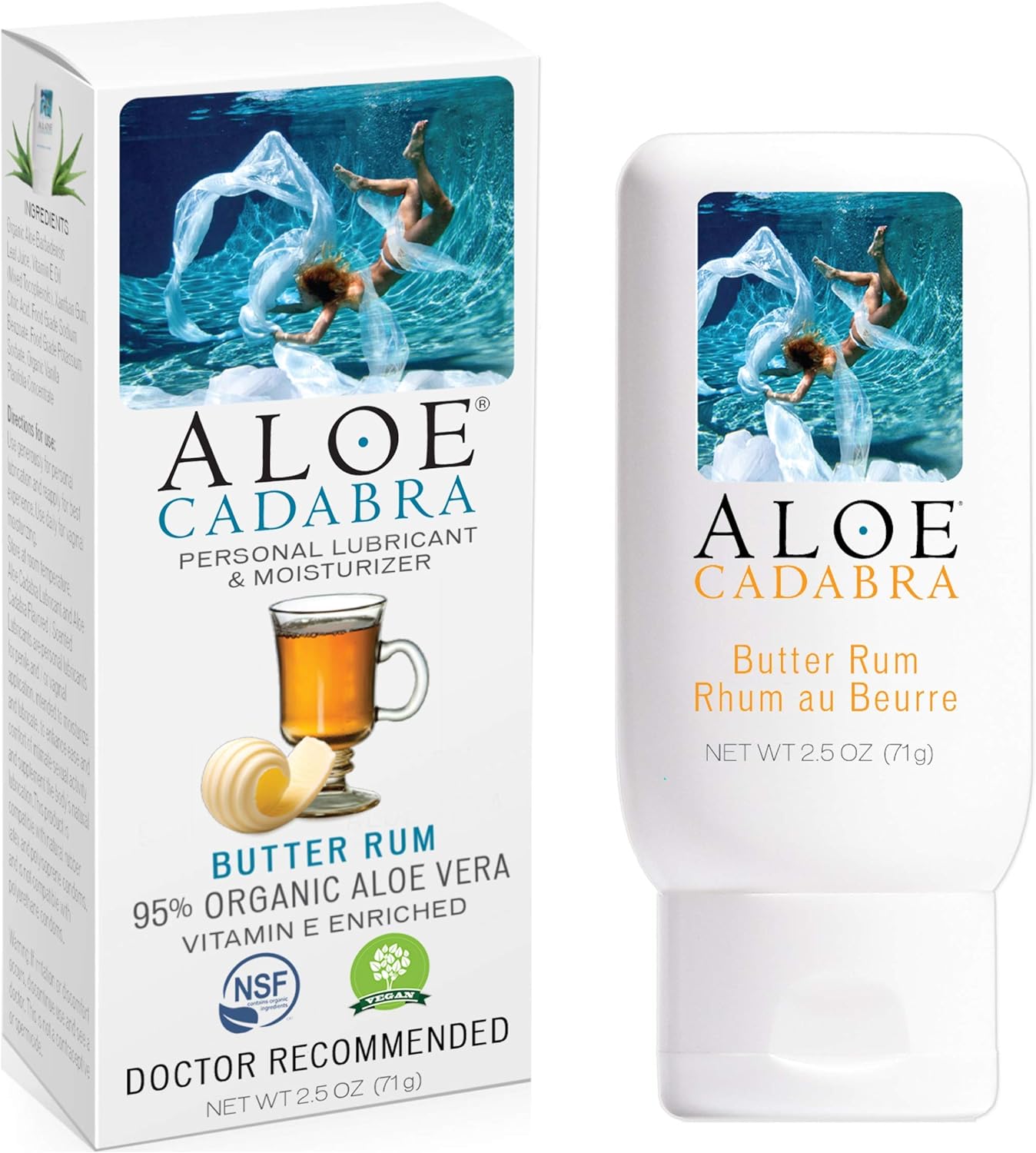 Aloe Cadabra Personal Lubricant, Natural Butter Rum Flavored Lube for Women, Men & Couples, 2.5 Ounce (Pack of 2) : Health & Household