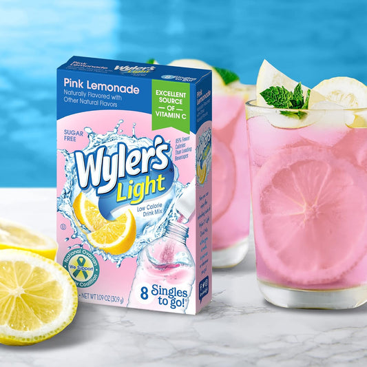 Wyler'S Light Singles To Go Drink Mix, Pink Lemonade, 6 Pack (48 Drink Sticks Total)