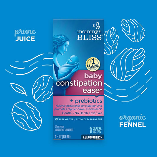 Mommy's Bliss Constipation Ease + Prebiotics, Relieves Occasional Constipation, Gentle & Safe, No Harsh Laxatives, 4 Fl Oz Bottle (Pack of 1)