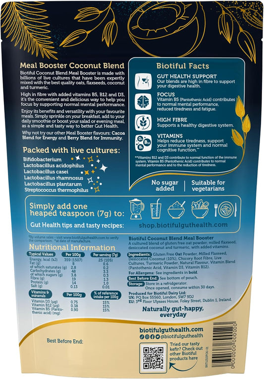 Biotiful Gut Health, Cacao Blend Energy & Coconut Blend Focus Bundle, Probiotics, Prebiotic Fibre, Source Of Vitamins D3 B5 B12, Greens Powder Alternative, Vegan Friendly, Gluten Free, 60 Servings