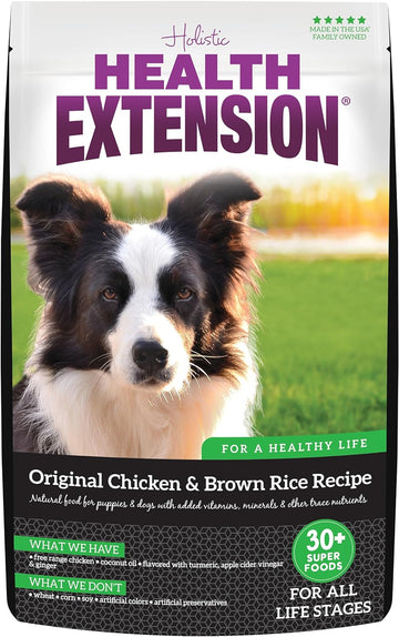 Health Extension Dry Dog Food, Natural Food with Added Vitamins & Minerals, Suitable for Puppies & Dogs, Original Chicken & Brown Rice Recipe (40 Pound / 18.14 kg)