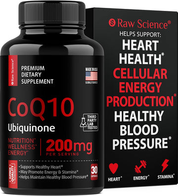 Coq10 200Mg Antioxidants Supplement - Co Q 10 Supplement For Heart Health & Brain Support - High Absorption Cq10 Ubiquinone Mitochondrial Supplements - Extra Strength Coenzyme Q10 200Mg - 30 Capsules