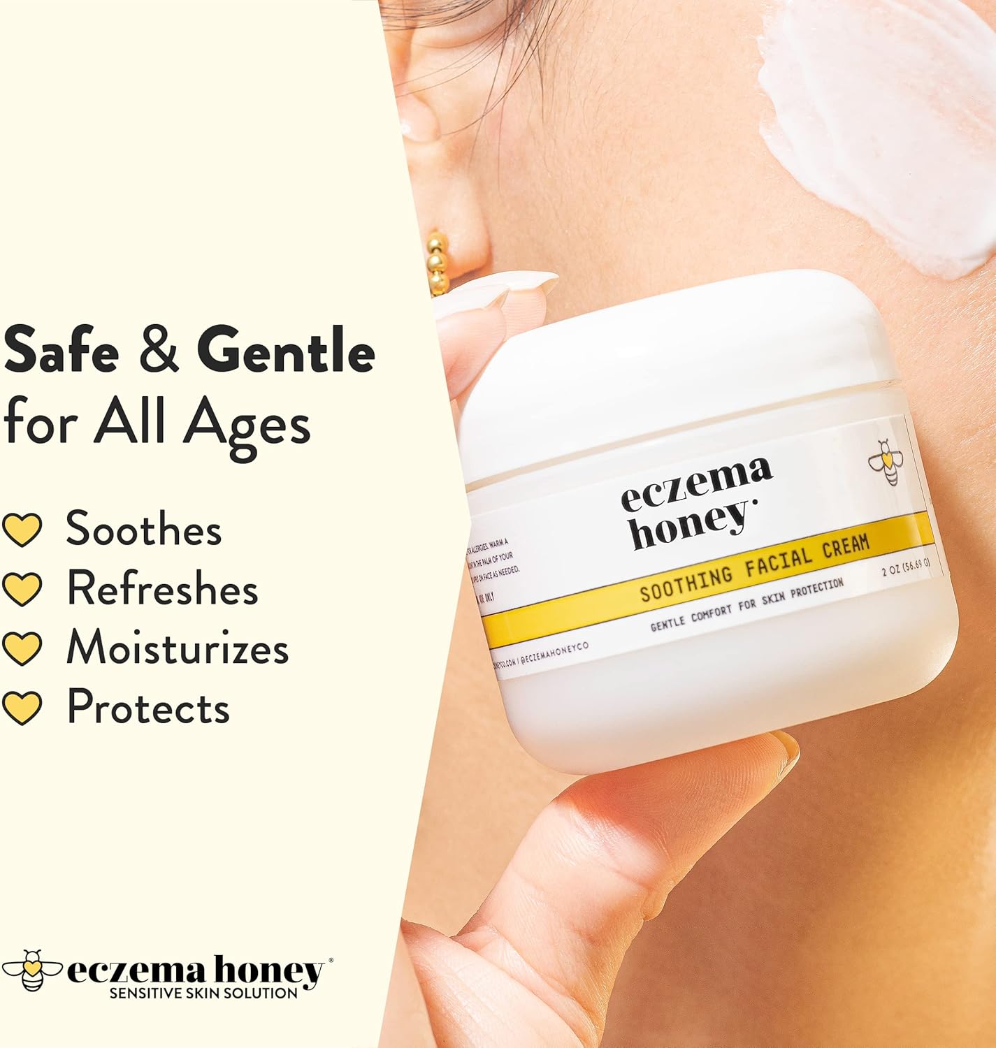 Eczema Honey Soothing Facial Cream & 15% Vitamin C + Ferulic Acid Serum - Bundle For Sensitive & Dry Skin - Cruelty Free : Beauty & Personal Care