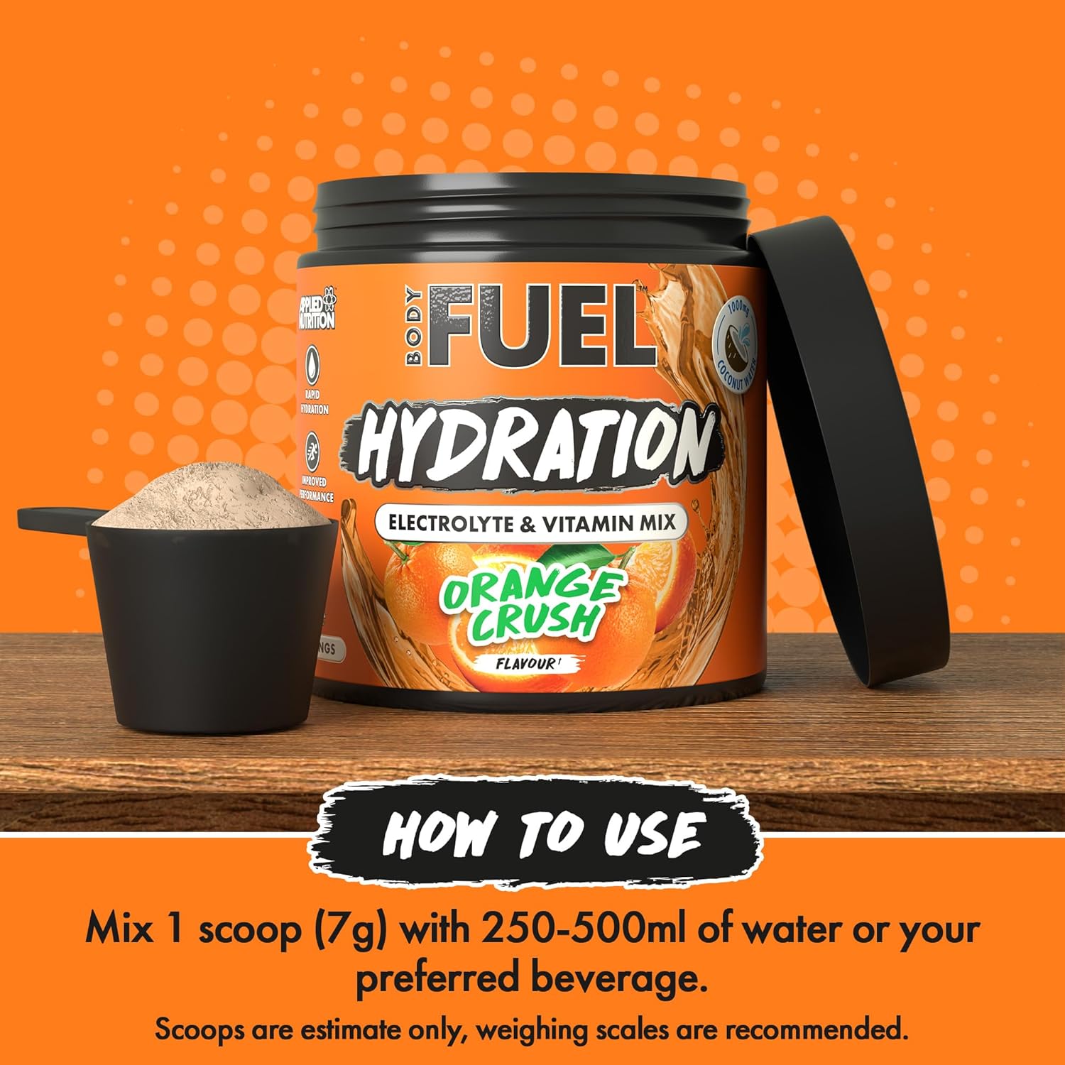 BodyFuel Hydration Electrolyte & Vitamin Powder - Natural Energy & Reduces Tiredness & Optimise Hydration (210g - 30 Servings)(Orange Crush) : Amazon.co.uk: Grocery