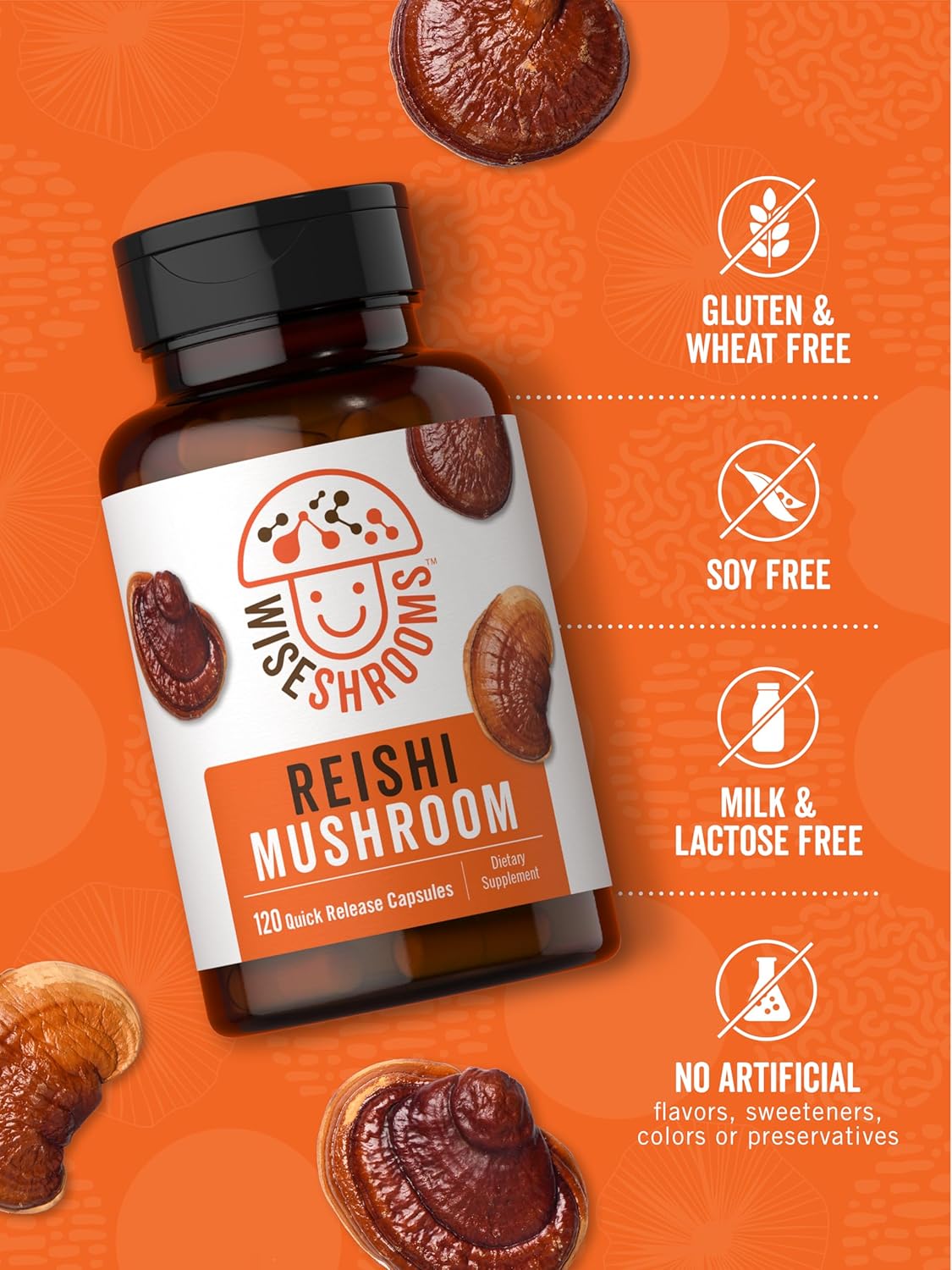 Carlyle Reishi Mushroom Capsules 5000 mg | 120 Count | Non-GMO and Gluten Free Extract Supplement | Wiseshroom : Health & Household