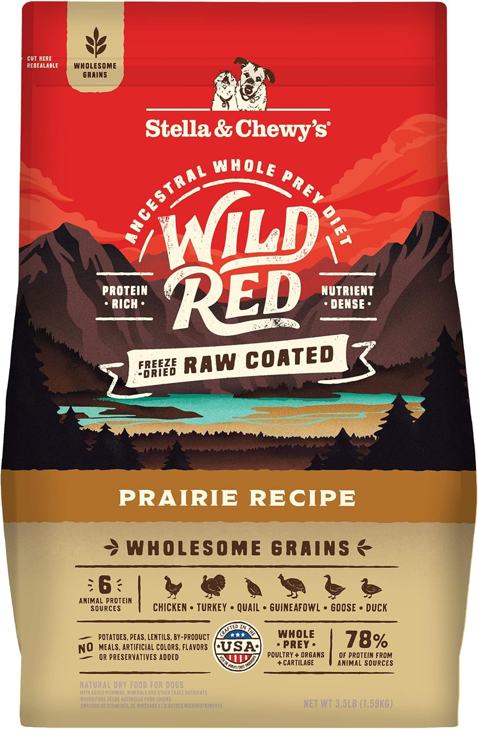 Stella & Chewy'S Wild Red Dry Dog Food Raw Coated High Protein Wholesome Grains Prairie Recipe, 3.5 Lb. Bag