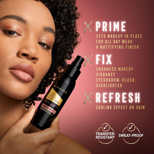 Max Factor Facefinity Finity-Fix Setting Spray, Prime, Fix & Refresh, Mattifying Finish, Sets Makeup, 100Ml