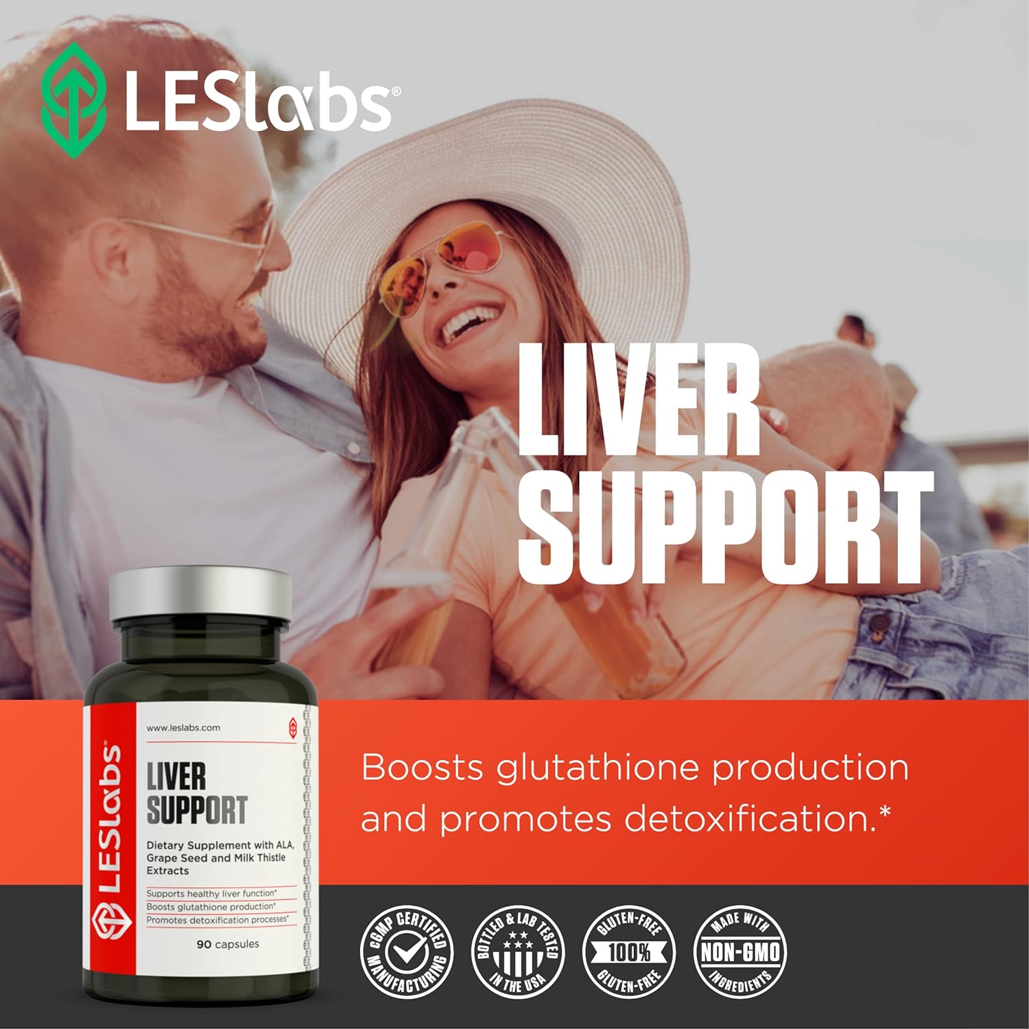 LES Labs Liver Support – Promotes Healthy Liver Function, Glutathione Production & Detoxification – Milk Thistle, NAC, ALA & Dandelion Extracts – Non-GMO Supplement – 90 Capsules : Health & Household