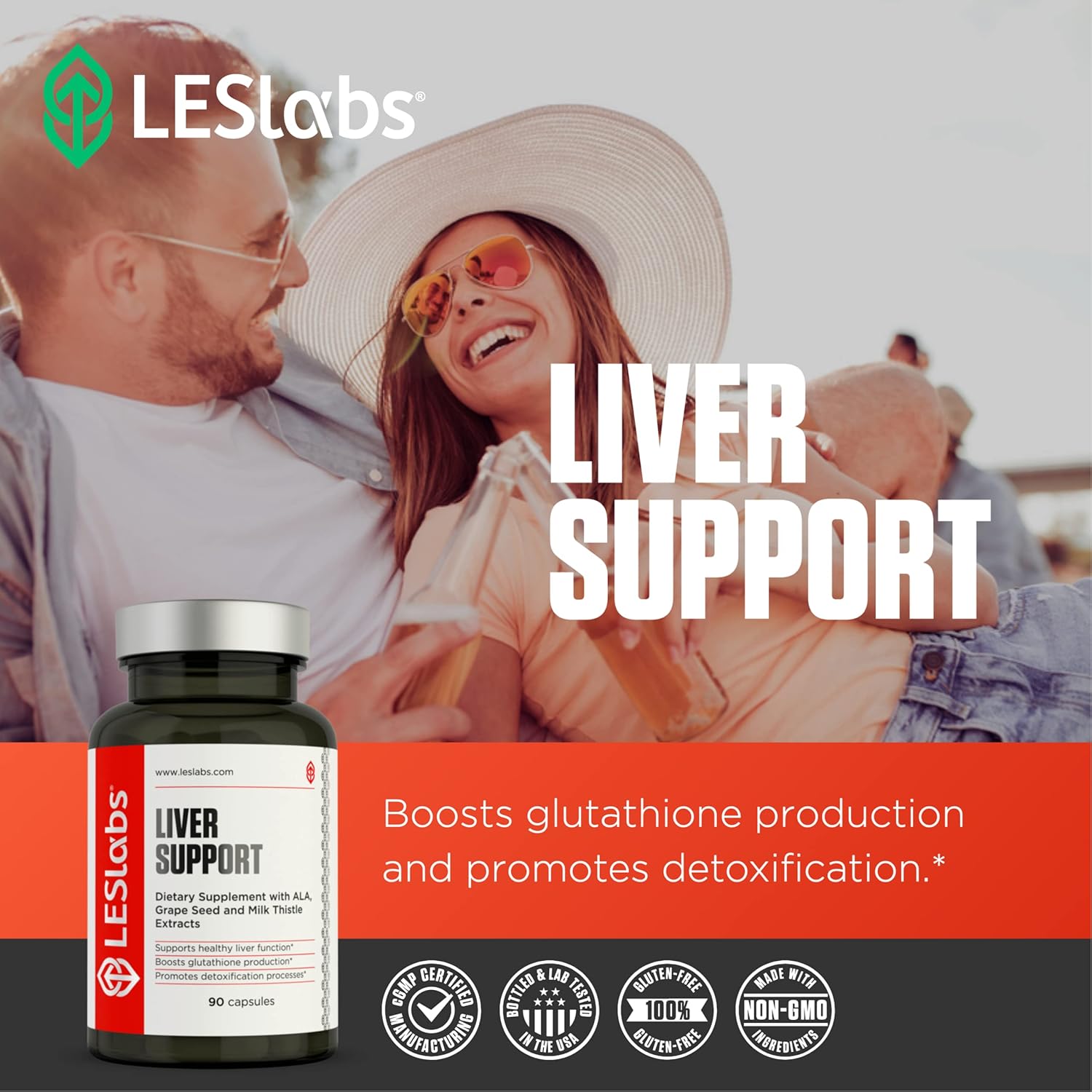 Les Labs Liver Support – Promotes Healthy Liver Function, Glutathione Production & Detoxification – Milk Thistle, Nac, Ala & Dandelion Extracts – Non-Gmo Supplement – 90 Capsules : Health & Household