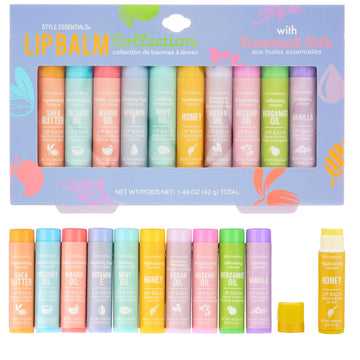 10Pc Fruity Lip Balm Collection - Hydrating Lip Balms Infused W/Fresh Fruity Flavors - Vitamin Enriched Nourishing Lip Balm Set