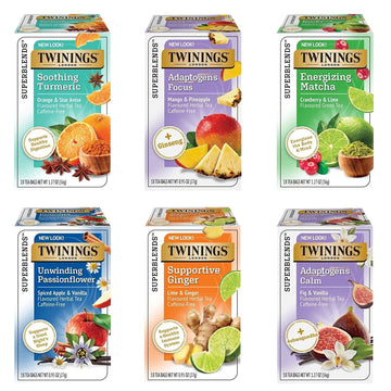 Twinings Daily Wellness Tea Variety Pack, Flavored Herbal & Green Tea, 18 Count (Pack Of 6), Enjoy Hot Or Iced