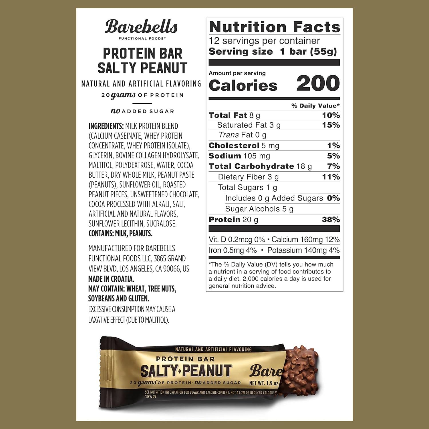 Barebells Salty Peanut Protein Bars, 12 Count - 20g Protein, 1g Sugar Snack Bars : Health & Household