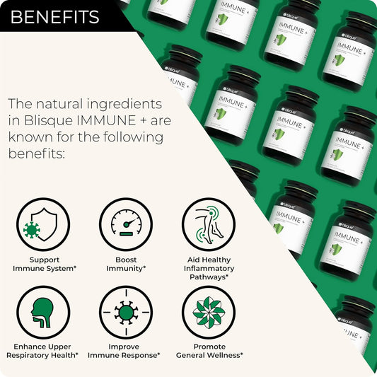 Blisque – Natural Immune Support Supplement For Immune Defense, Boost, And Aid | Doctor-Approved | With Astragalus, Echinacea, And Garlic | 90 Capsules | Vegan And Non-Gmo