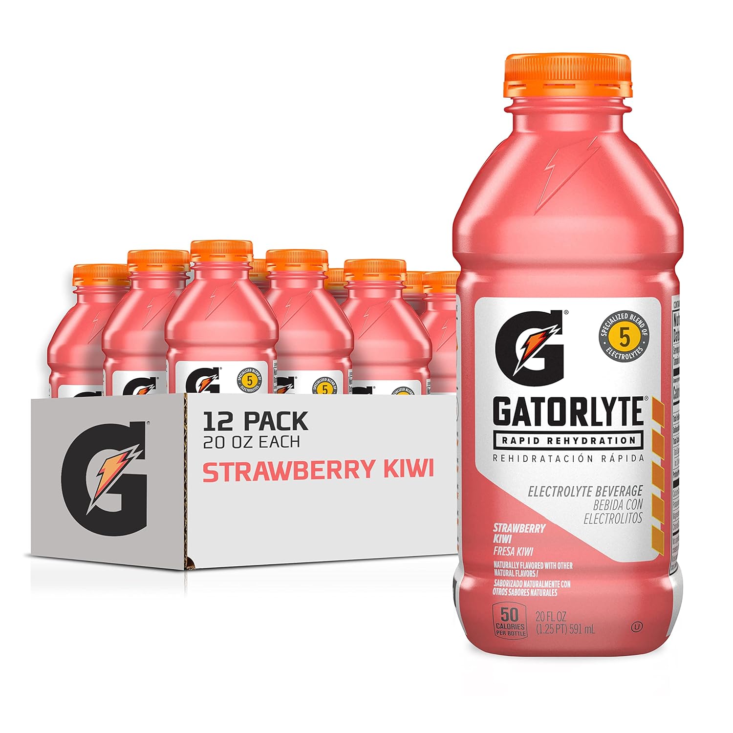 Gatorlyte Rapid Rehydration Electrolyte Beverage, Strawberry Kiwi, 20 Fl Oz (Pack Of 12)