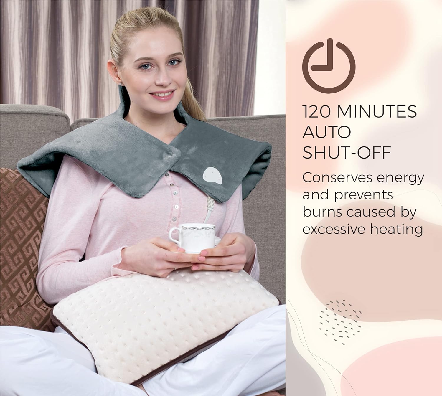 Pursonic Electric Neck & Shoulder Heating Pad, Heat Therapy For Muscle Pain, Cramps,Sore Muscles In Neck & Back Areas, 3 Heat Settings, Auto Shut-Off : Health & Household