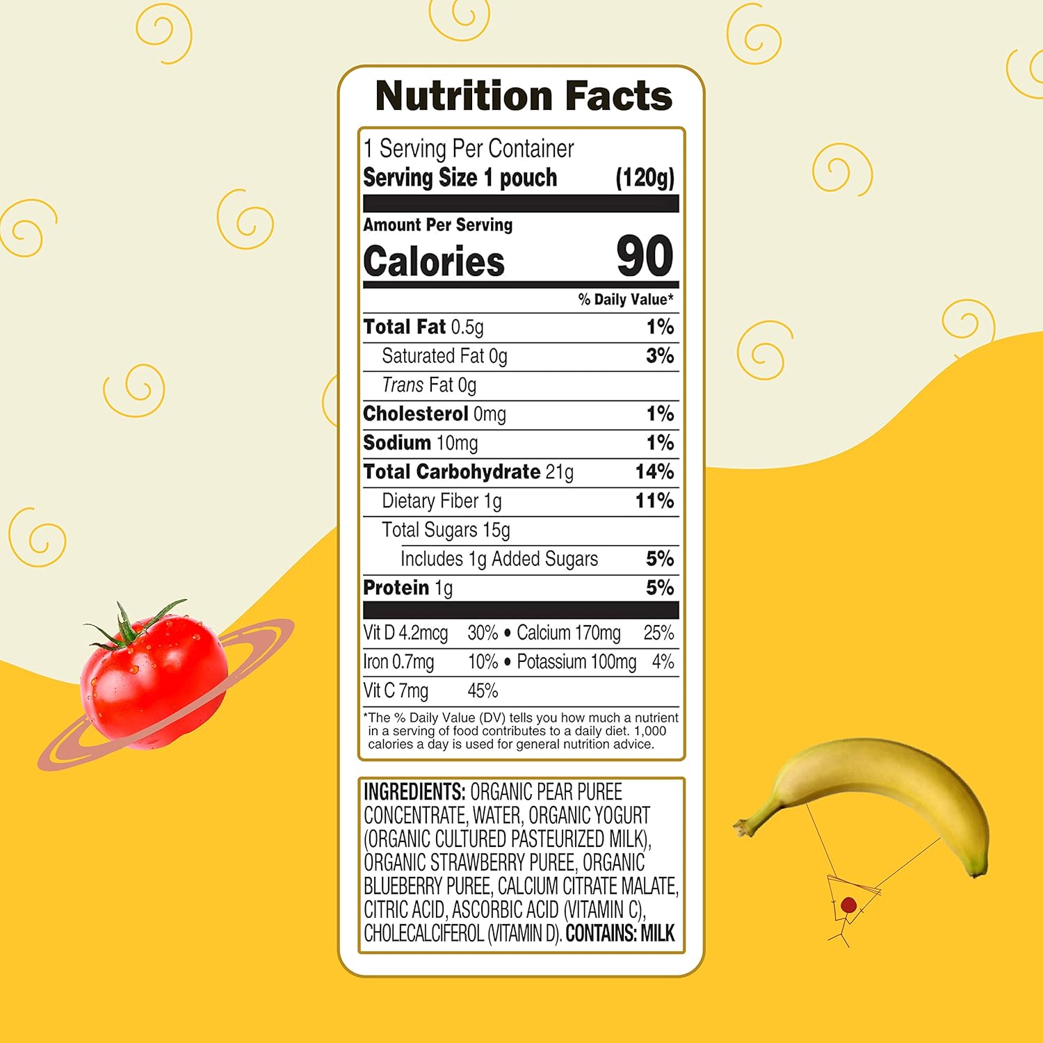 Earth's Best Organic Kids Snacks, Sesame Street Toddler Snacks, Organic Fruit Yogurt Smoothie for Toddlers 2 Years and Older, Mixed Berry, 4.2 oz Resealable Pouch (Pack of 12) : Baby