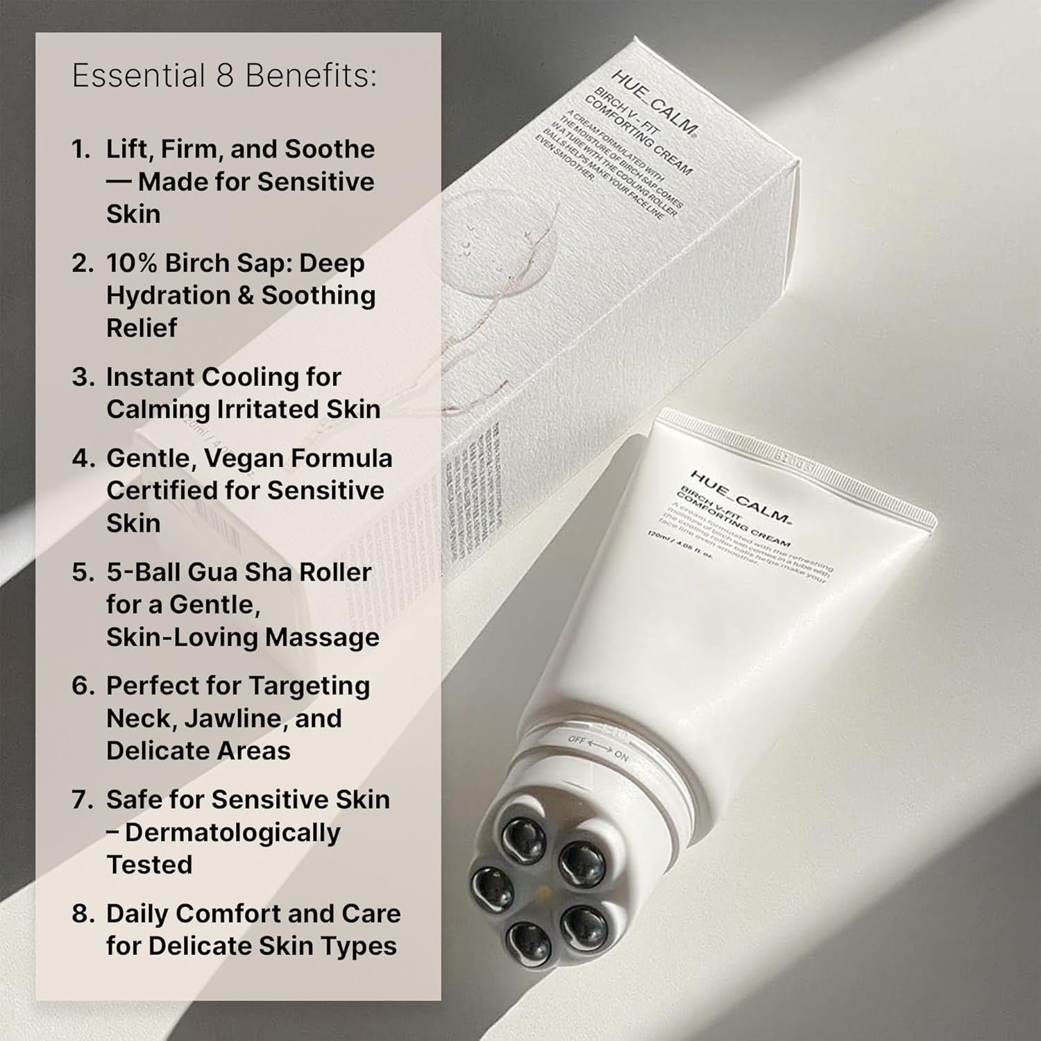 Huecalm Birch V-Shape Face Cream, Anti-Aging Moisturizer For Firming & Lifting - Korean Skincare Gua Sha Cream- Eye & Neck Tightening For Wrinkles, Puffiness & Dark Circles-Vegan K-Beauty (4.05 Fl Oz) : Beauty & Personal Care
