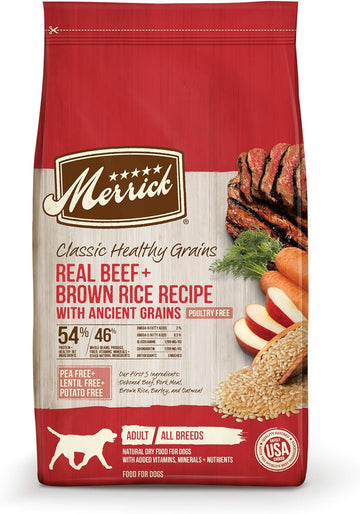 Merrick Healthy Grains Premium Adult Dry Dog Food, Wholesome And Natural Kibble With Beef And Brown Rice - 25.0 Lb. Bag