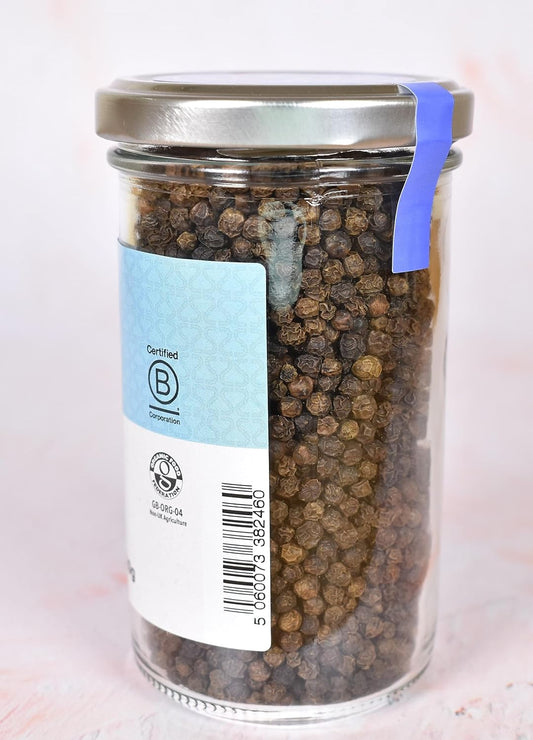 Steenbergs Organic Black Peppercorns Large Jar - 120G