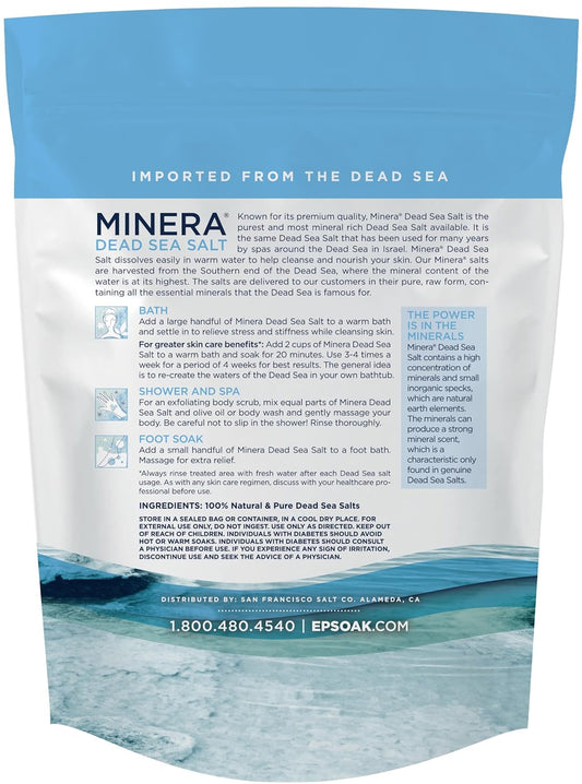 Minera Dead Sea Salt, 100% Pure & Natural, (2 X 5 Lbs.) Fine Grain (0-1.7 Mm) Bulk Bag, Easily Dissolving Dead Sea Salts For Soaking & Bathing, Skin Nourishing Fine Sea Salt, Unscented