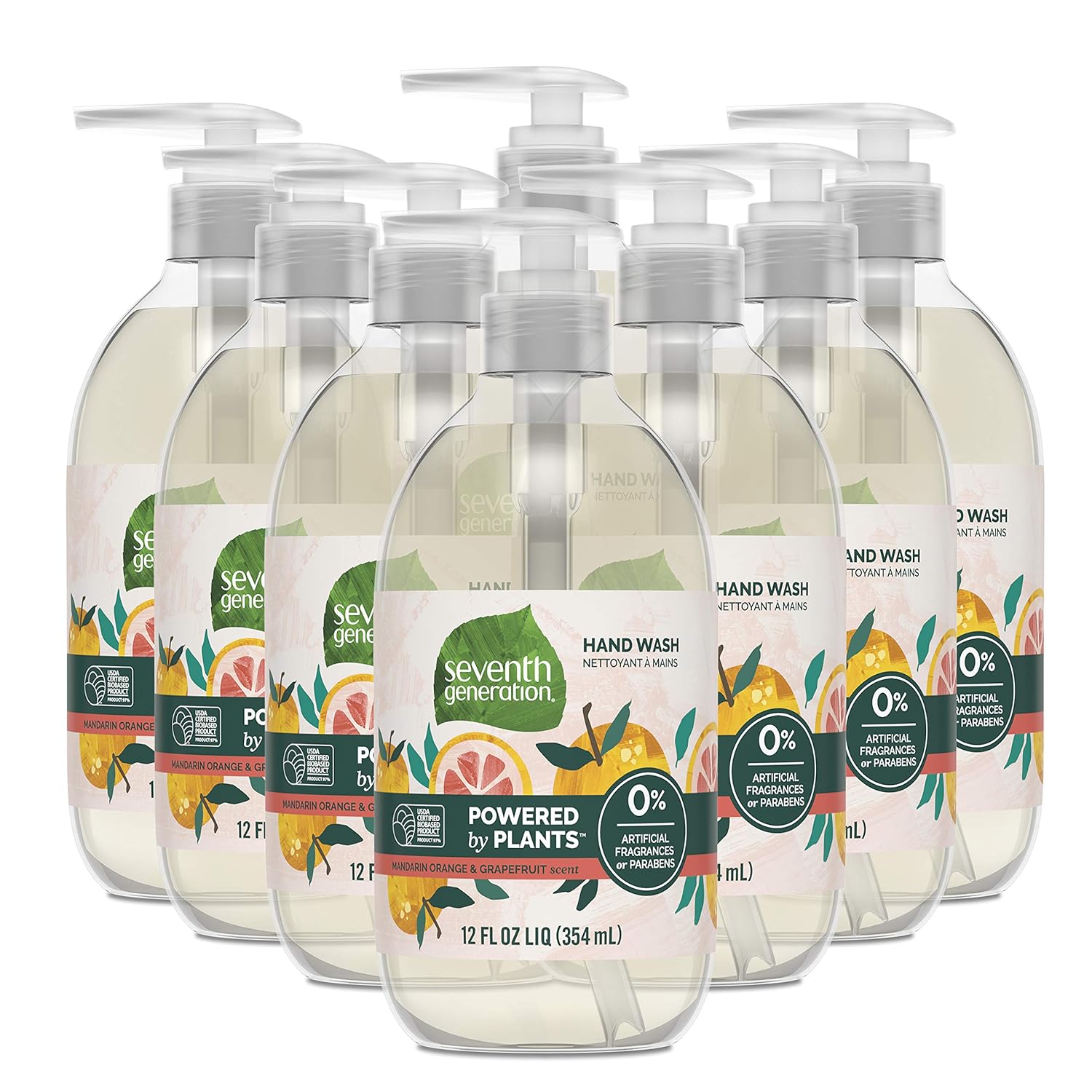 Seventh Generation Hand Soap, Mandarin Orange & Grapefruit , 12 Fl Oz (Pack Of 8) - (Packaging May Vary)